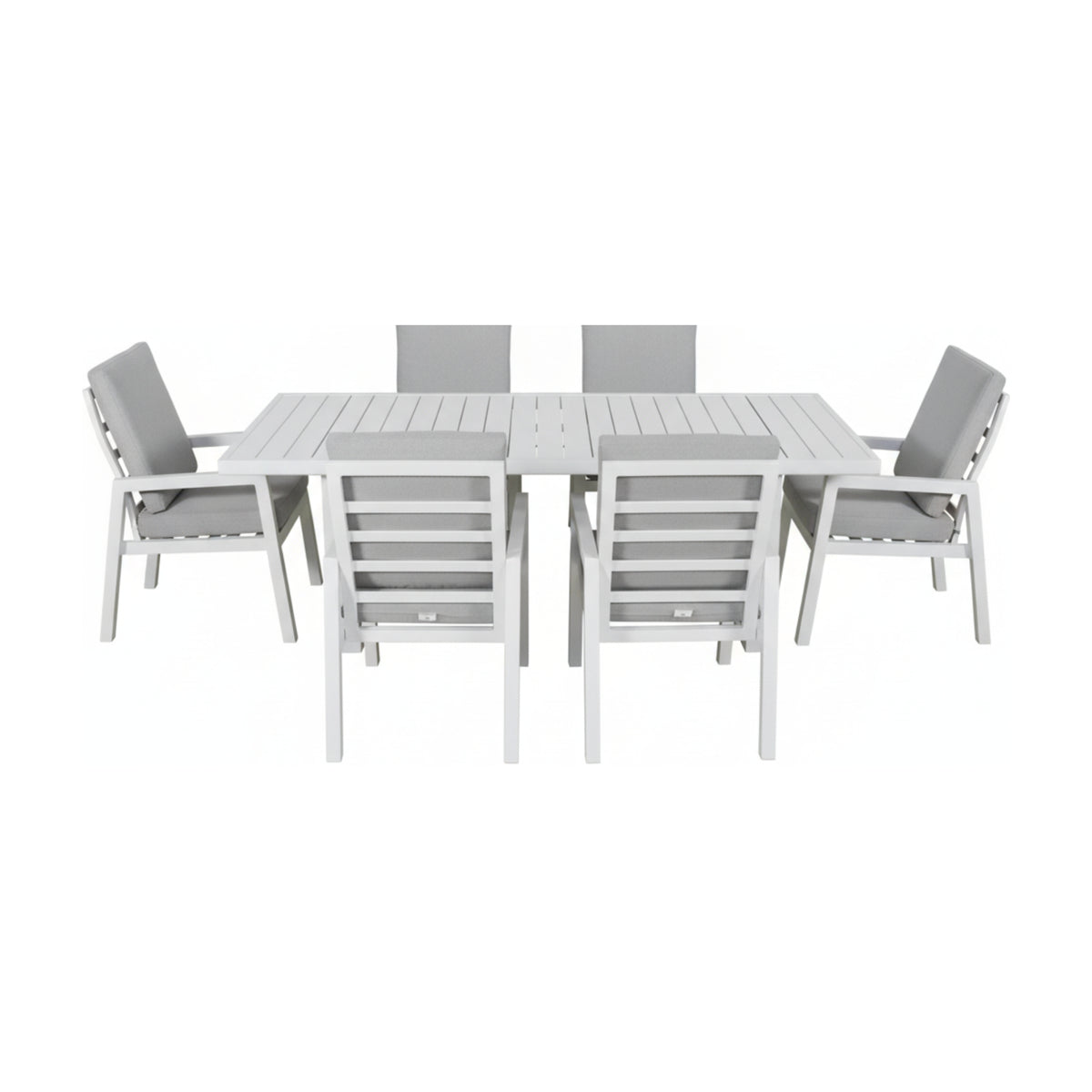 Furano 7pc Set Aluminium Outdoor Dining 200cm Table Chair White