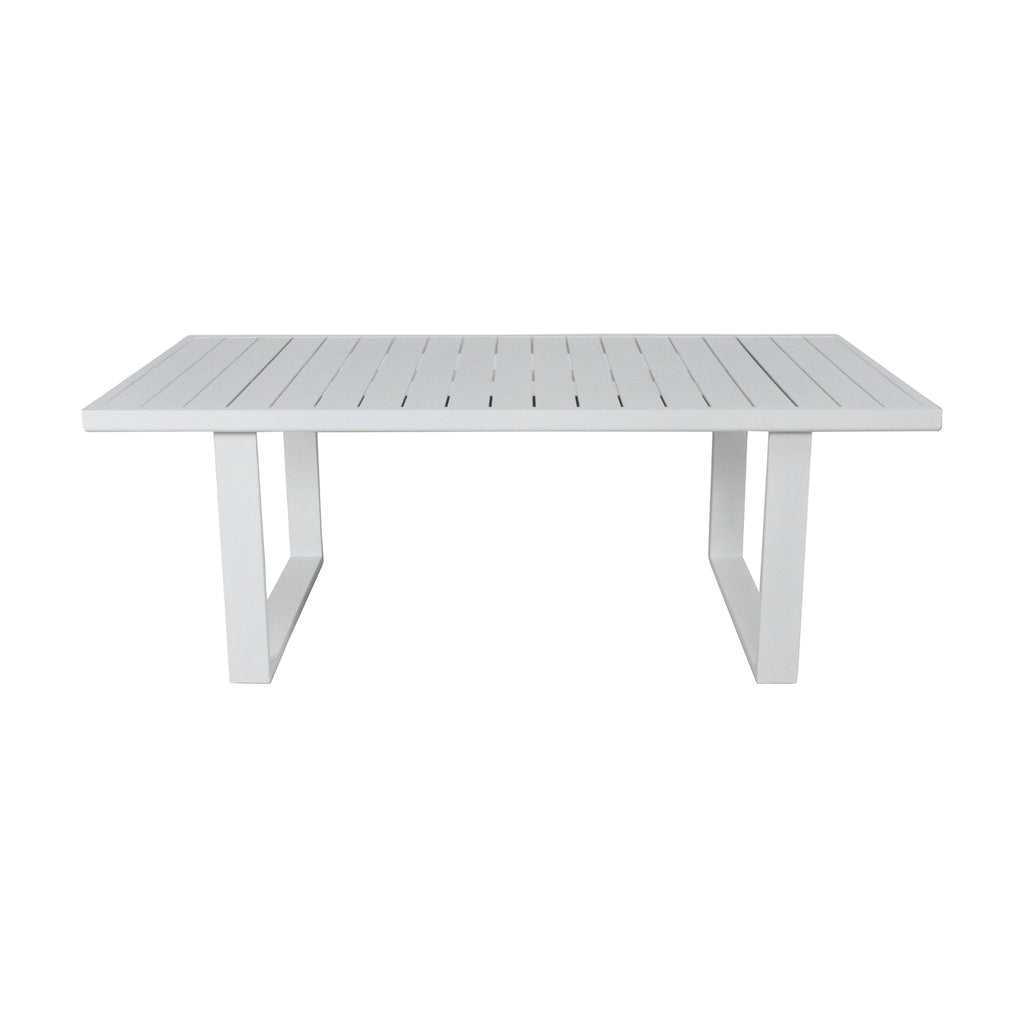 Furano 7pc Set Aluminium Outdoor Dining 200cm Table Chair White