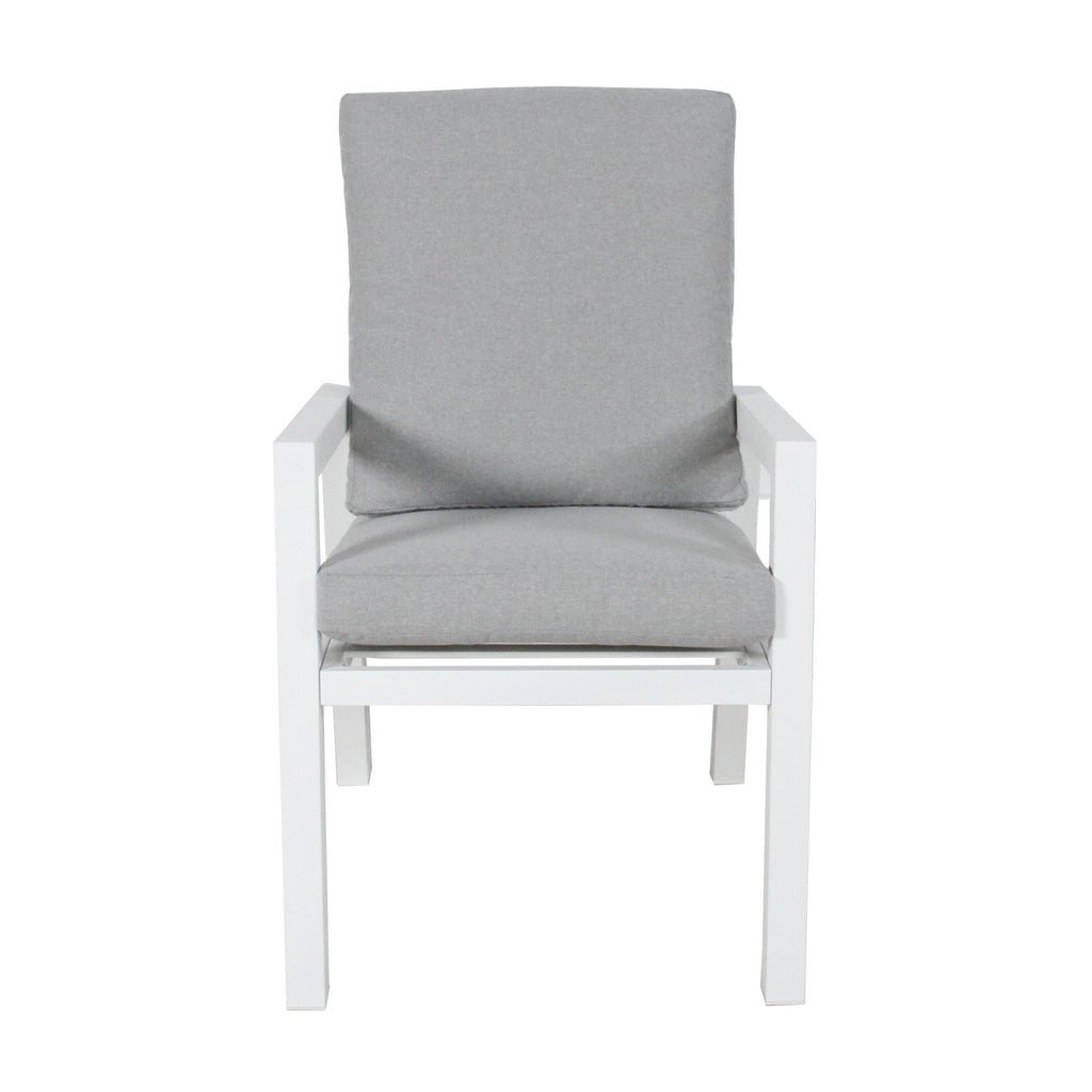 Furano 7pc Set Aluminium Outdoor Dining 200cm Table Chair White