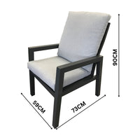 Furano 9pc Set Aluminium Outdoor Dining 260cm Table Chair Gunmetal Grey