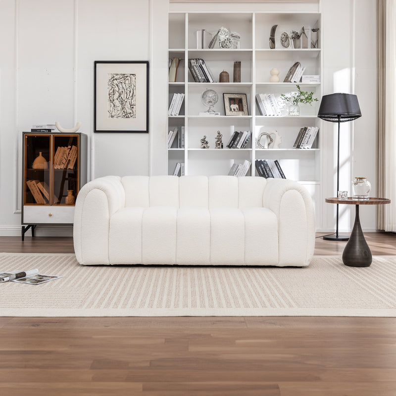 Gabriella 2 Seater Sofa Woven Fabric Boucle White