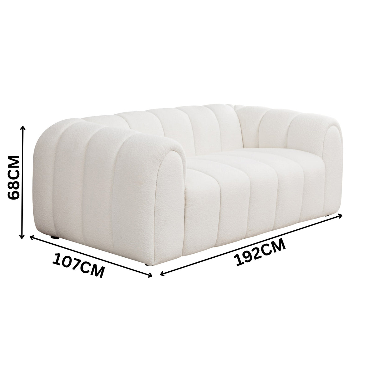 Gabriella 2 Seater Sofa Woven Fabric Boucle White