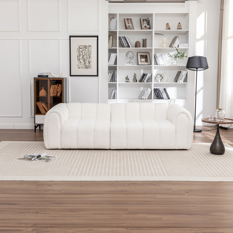 Gabriella 3 Seater Sofa Woven Fabric Boucle White