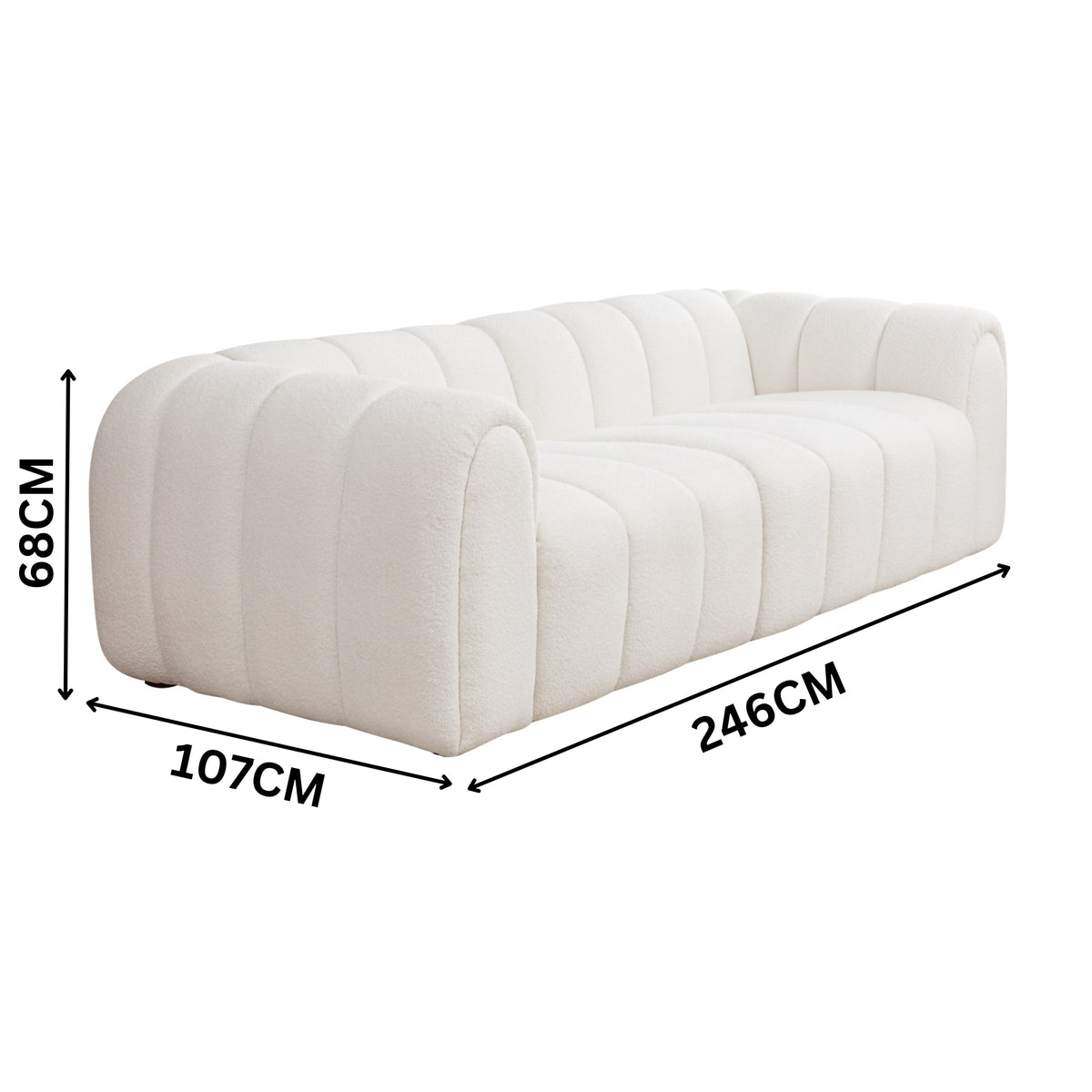 Gabriella 3 Seater Sofa Woven Fabric Boucle White