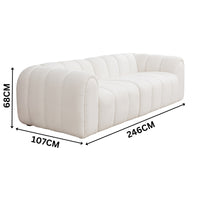 Gabriella 3 Seater Sofa Woven Fabric Boucle White