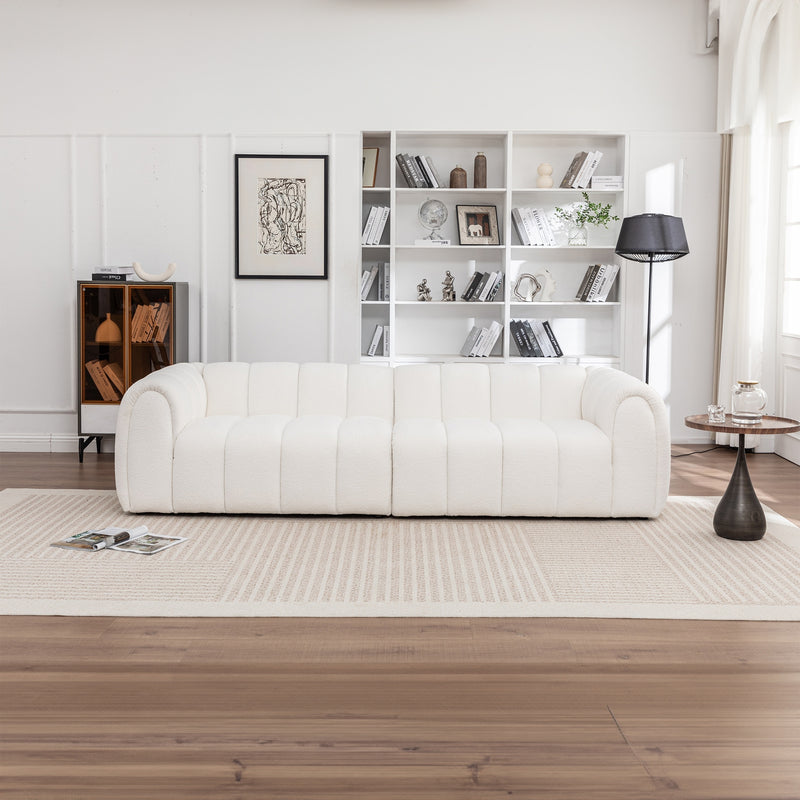 Gabriella 4 Seater Sofa Woven Fabric Boucle White