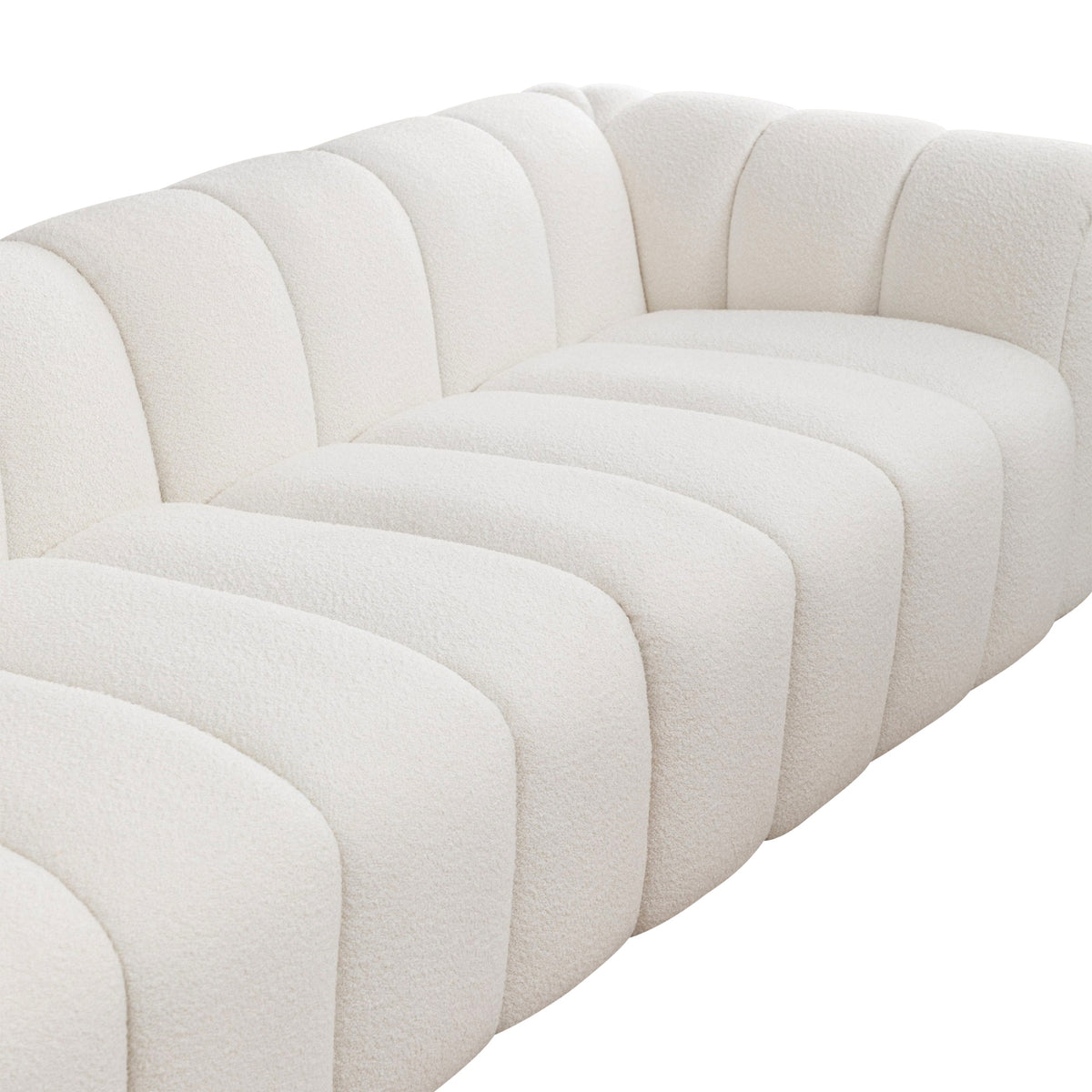 Gabriella 4 Seater Sofa Woven Fabric Boucle White