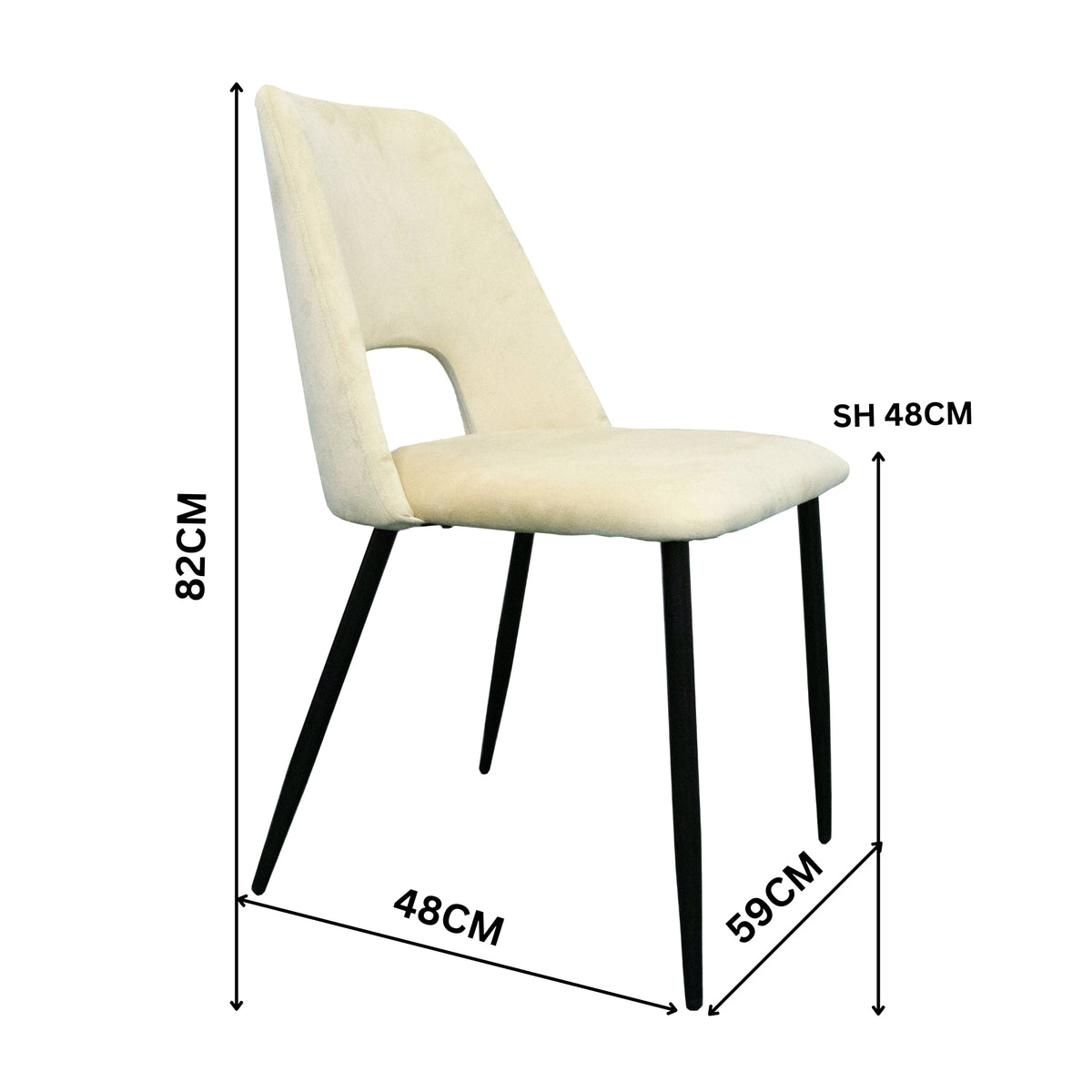 Geena 4pcs Set Dining Chair Premium Velvet Fabric Upholstery Beige 