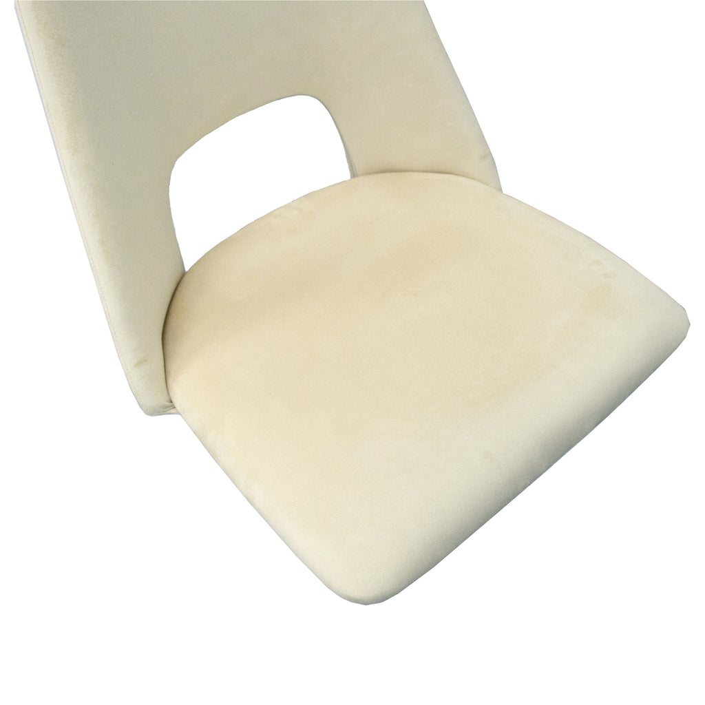 Geena 4pcs Set Dining Chair Premium Velvet Fabric Upholstery Beige 