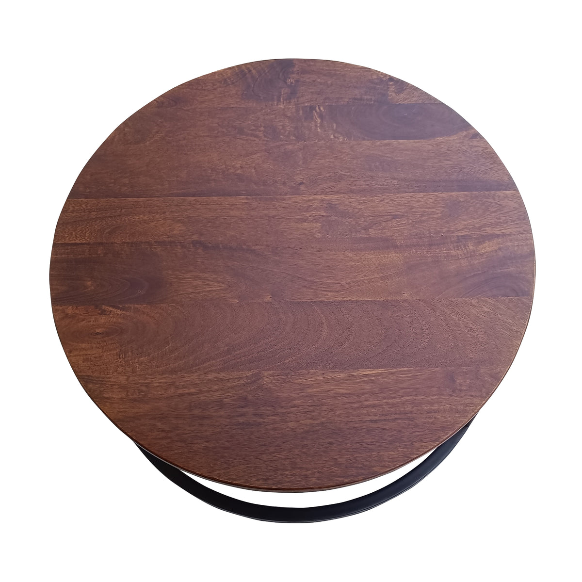 Gemini 2pc Set Round Nesting Coffee Table Mango Wood Top Walnut 
