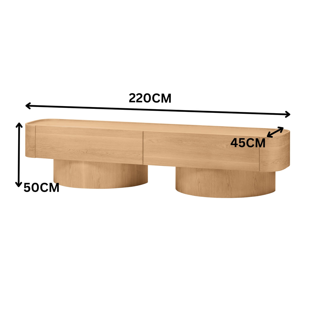 Gidon  220cm 2 Drawers ETU Entertainment TV Unit Natural