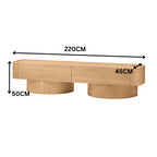 Gidon  220cm 2 Drawers ETU Entertainment TV Unit Natural