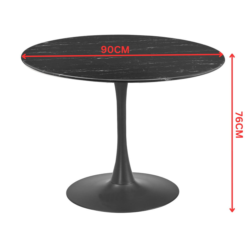 Globe 90cm Round Dining Table Dark Grey