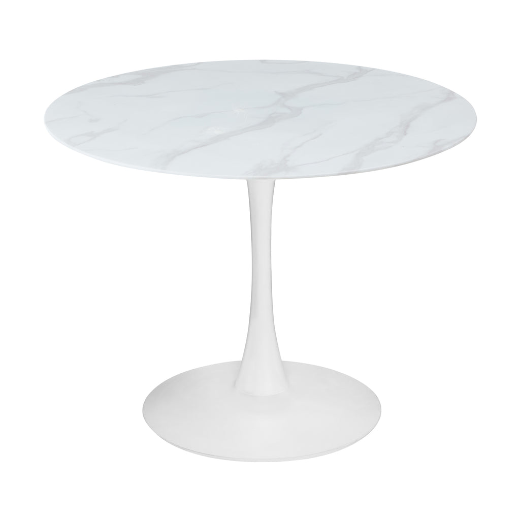 Globe 90cm Round Dining Table White