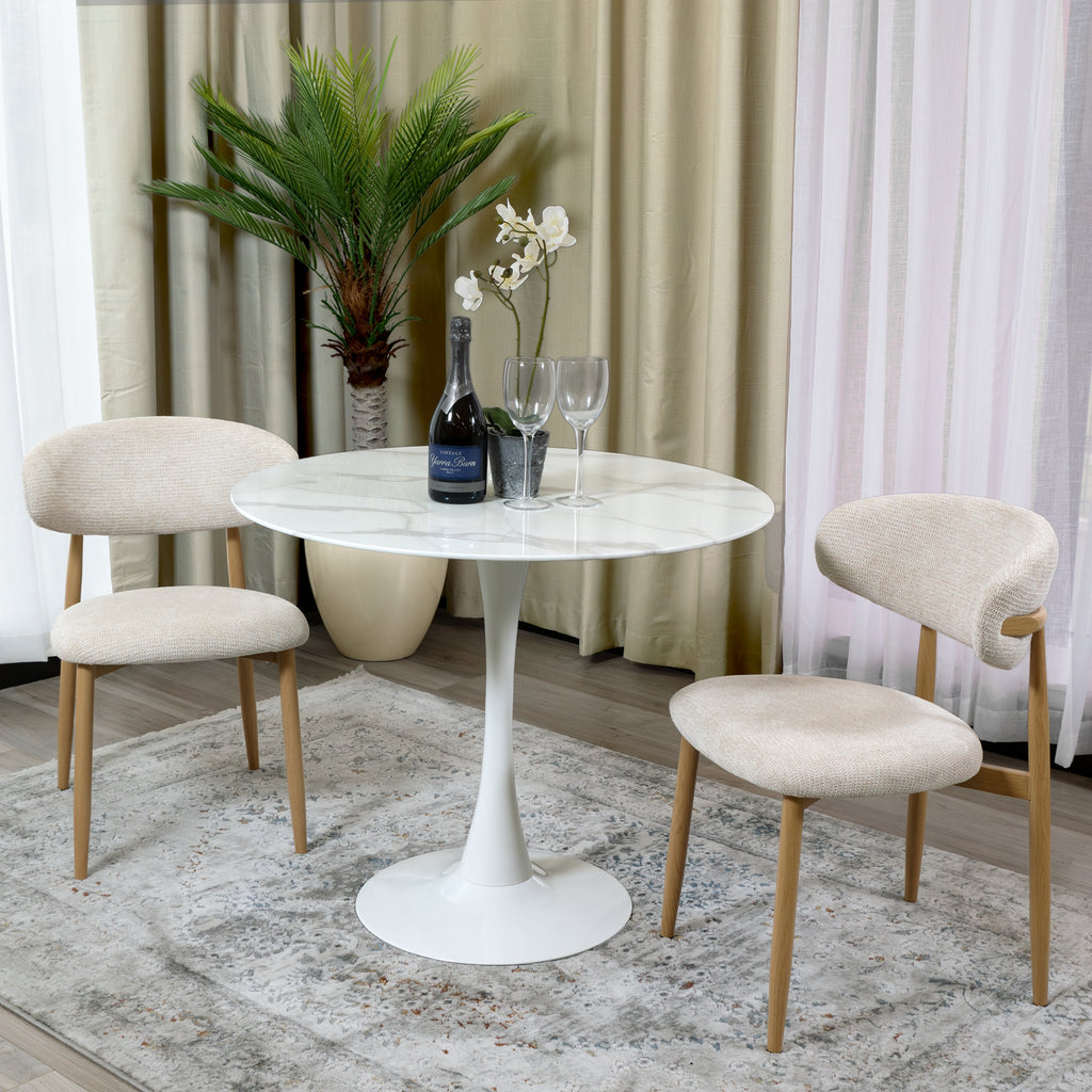 Globe 90cm Round Dining Table White