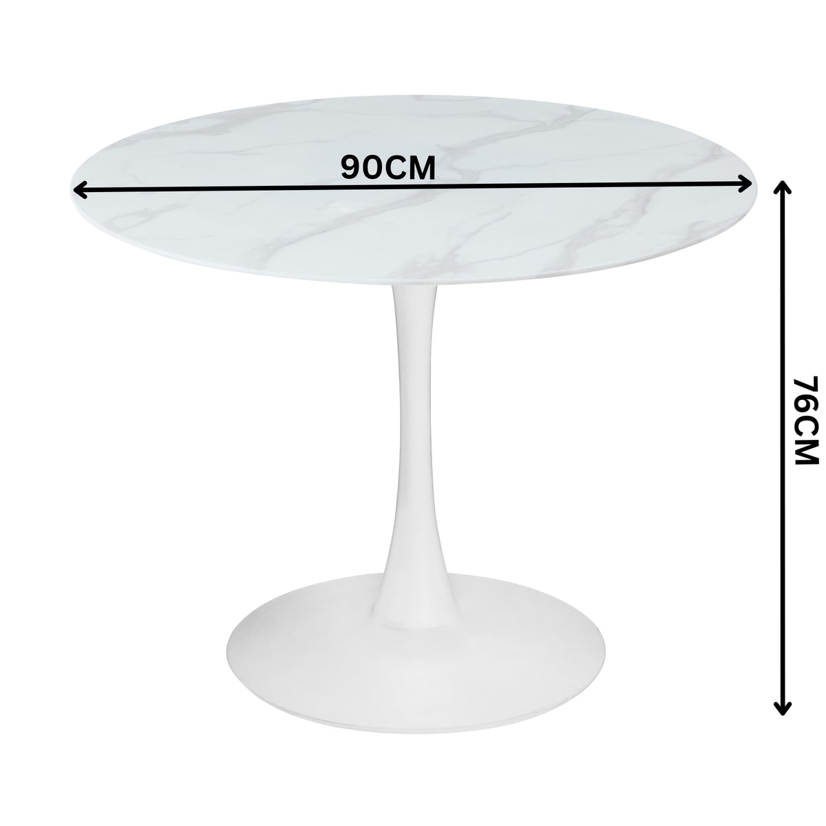 Globe 90cm Round Dining Table White
