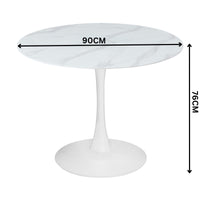 Globe 90cm Round Dining Table White