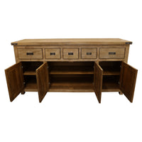 Gloriosa Buffet Table 180cm 4 Door 5 Drawer Solid Mango Timber Wood - Honey Wash