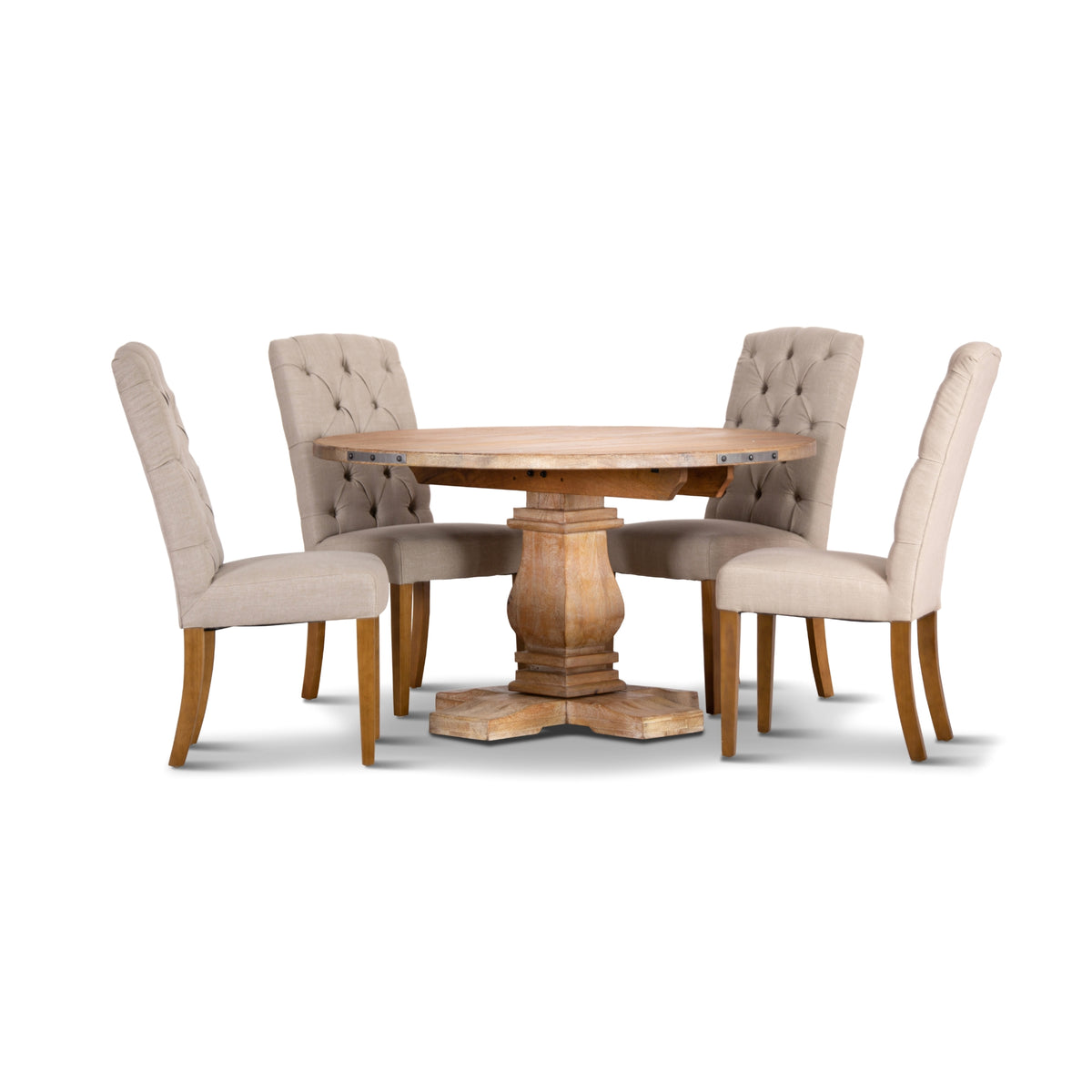 Gloriosa Round Dining Table 135cm Pedestal Solid Mango Timber Wood - Honey Wash