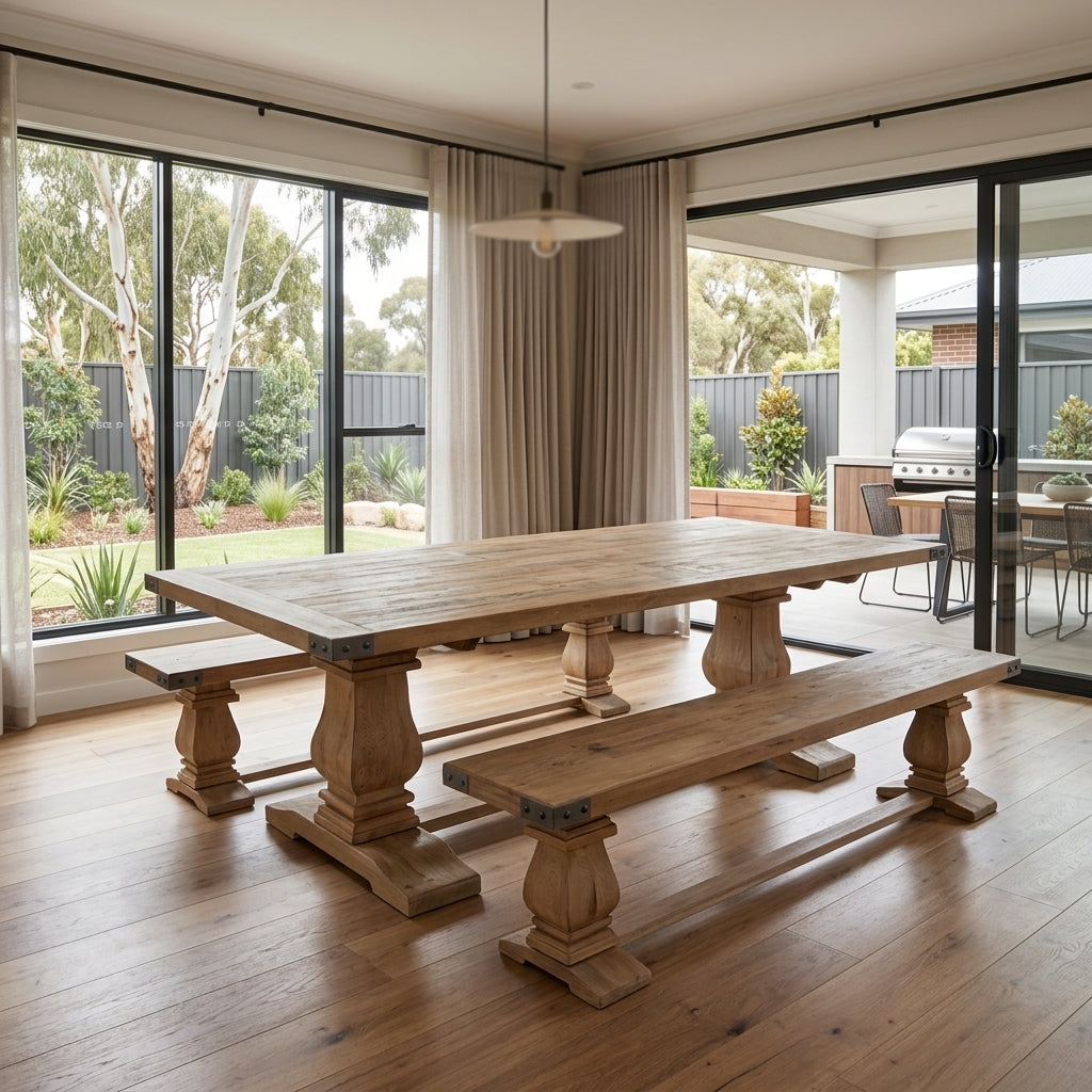 Gloriosa 3pc 230cm Dining Table Bench Set