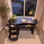 Golborne 150cm Home Office Desk Black seen from above with all four drawers open