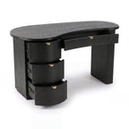 Golborne 150cm Home Office Desk Black with all four drawers open on metal runners, on a white background