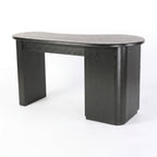 Golborne 150cm Home Office Desk Black, rear three-quarter view on a white background showing the rounded pedestal back