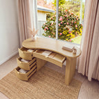 Golborne 150cm Home Office Desk Natural seen from above with all four drawers open