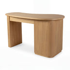 Golborne 150cm Home Office Desk Natural, rear three-quarter view on a white background showing the rounded pedestal back