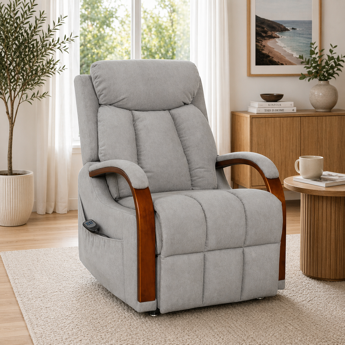 Grace Dual Motor 150kgs Recliner Lift Chair Graphite Grey