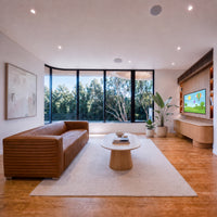 Grandior 3 Seater Sofa Tan, styled in a living room, wide view