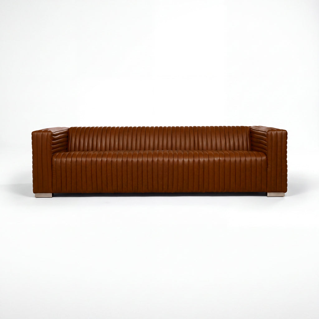 Grandior 3 Seater Sofa Tan, front view on a white background