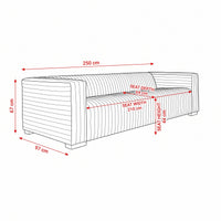 Grandior 3 Seater Sofa Tan — dimensions diagram