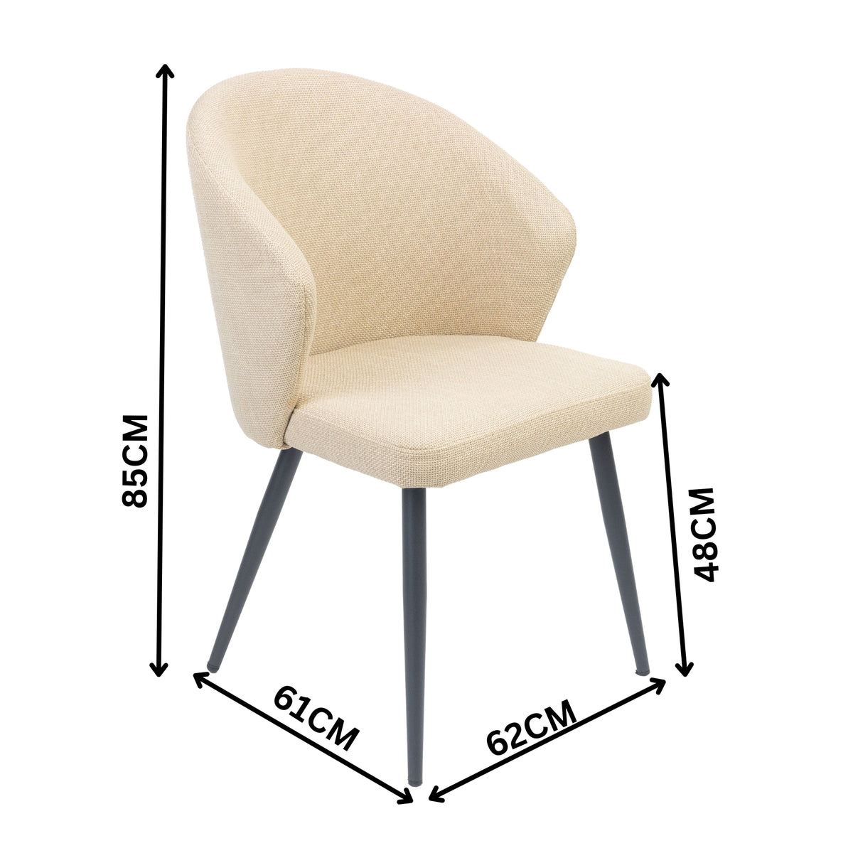 Graz 2pc Set Fabric Dining Chair Beige
