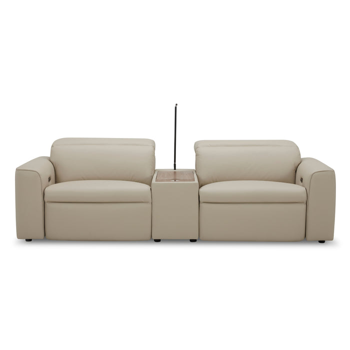 Hallie 2 Seater Leather Electric Recliner Sofa Beige 