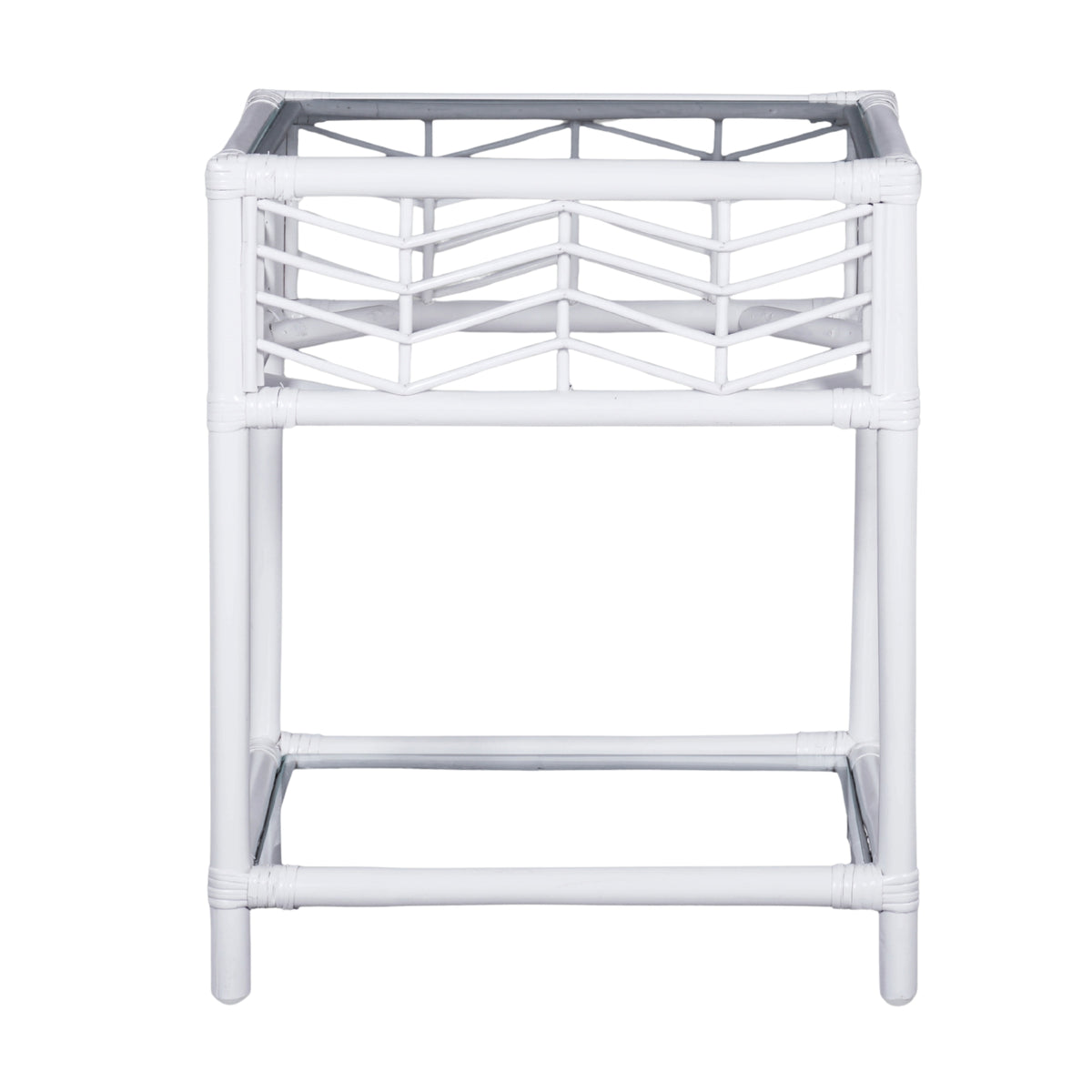 Hanoi 55cm Rattan Bedside Table White