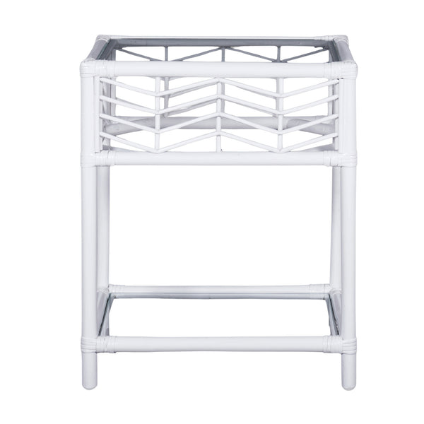 Hanoi 55cm Rattan Bedside Table White