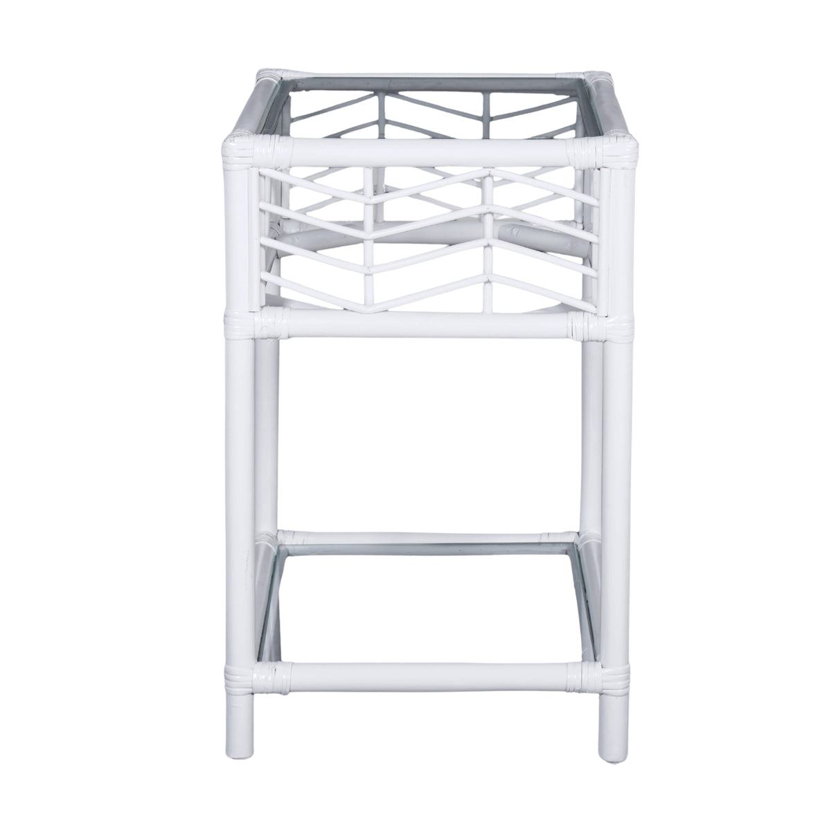 Hanoi 55cm Rattan Bedside Table White