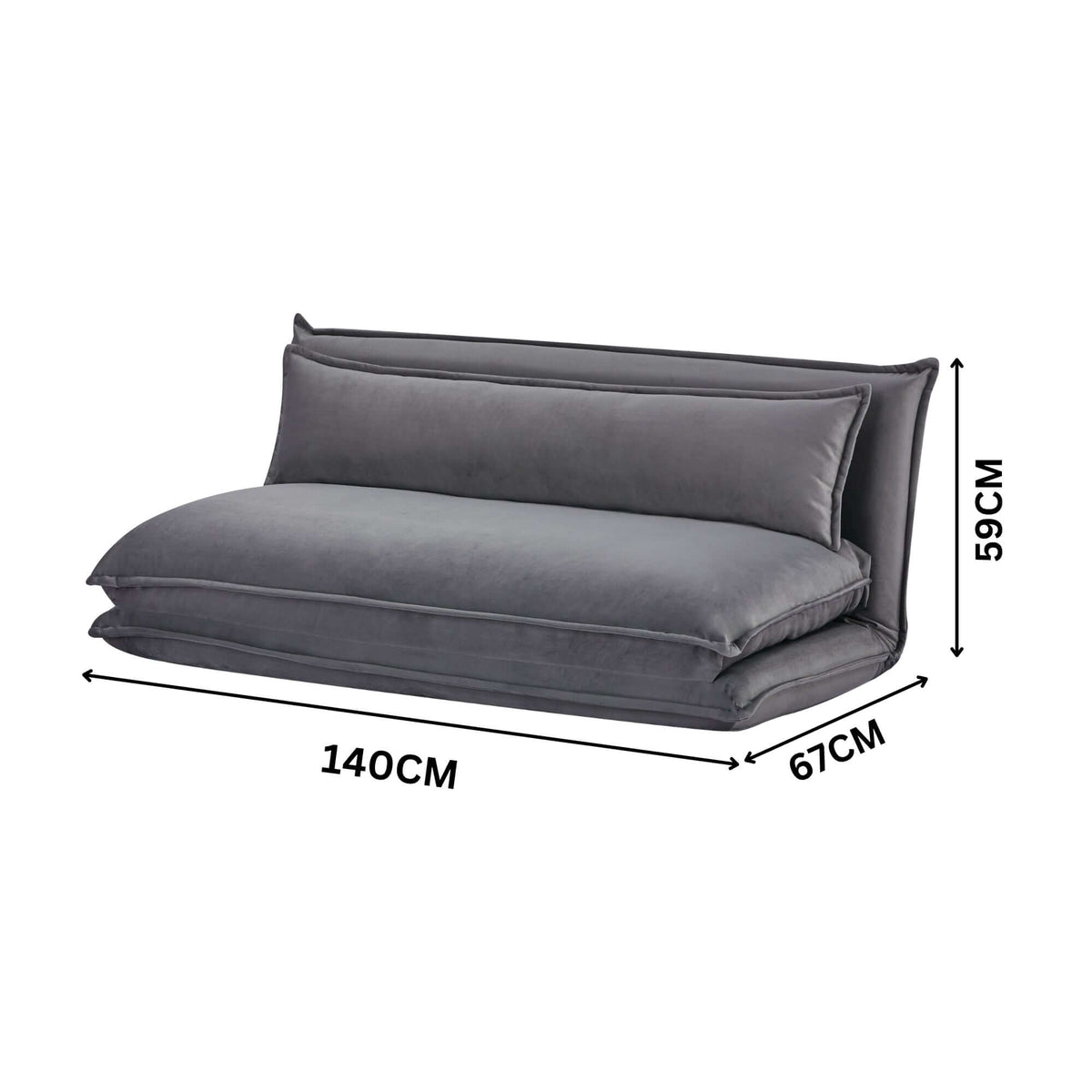 Happy Folding Sofa Bed Double Grey