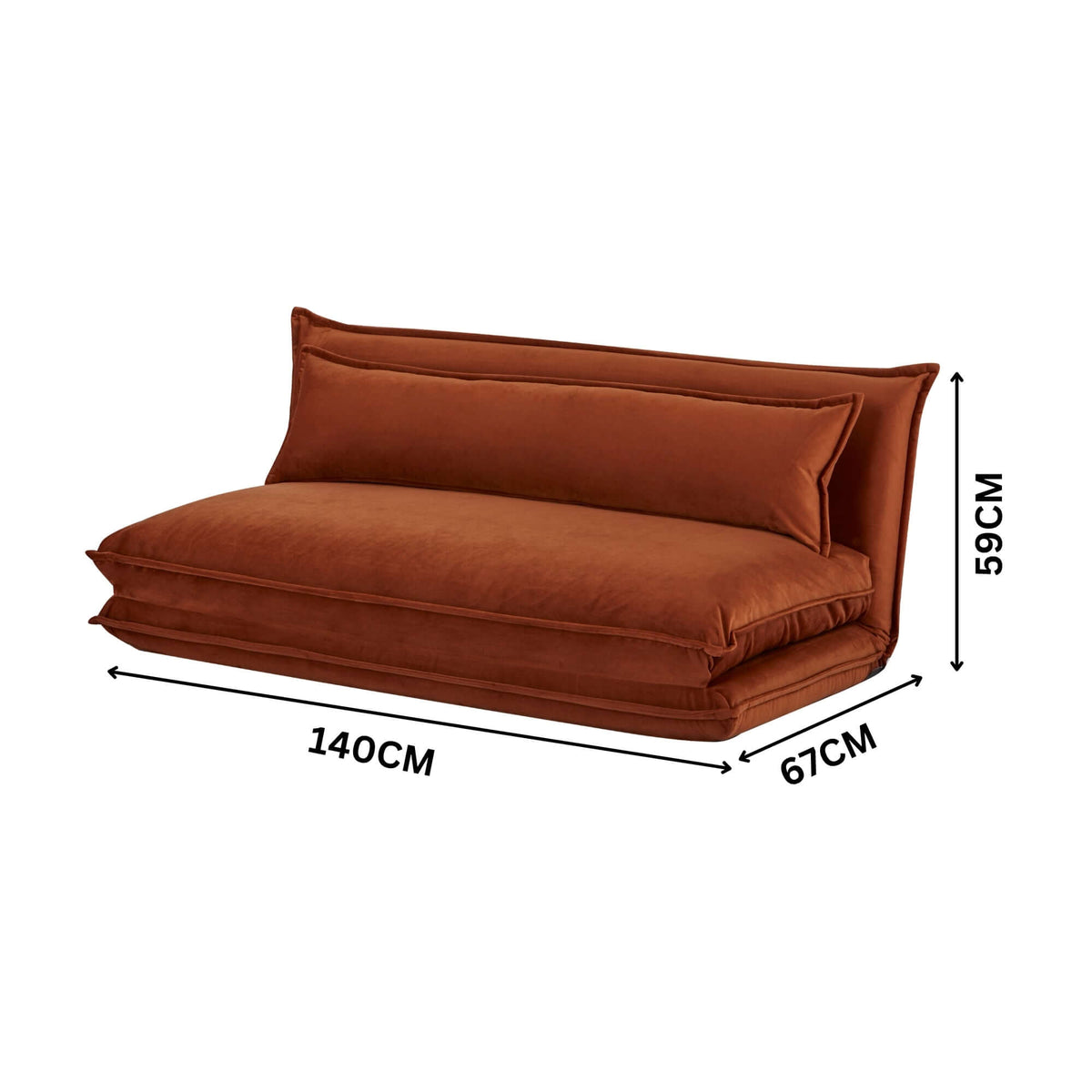 Happy Folding Sofa Bed Double Orange