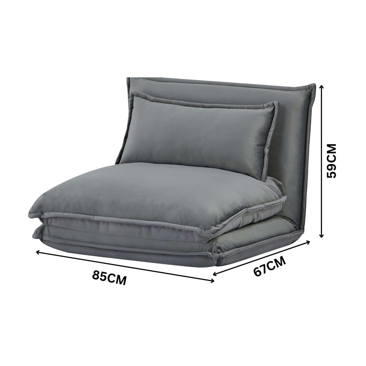 Happy Folding Sofa Bed Single Grey