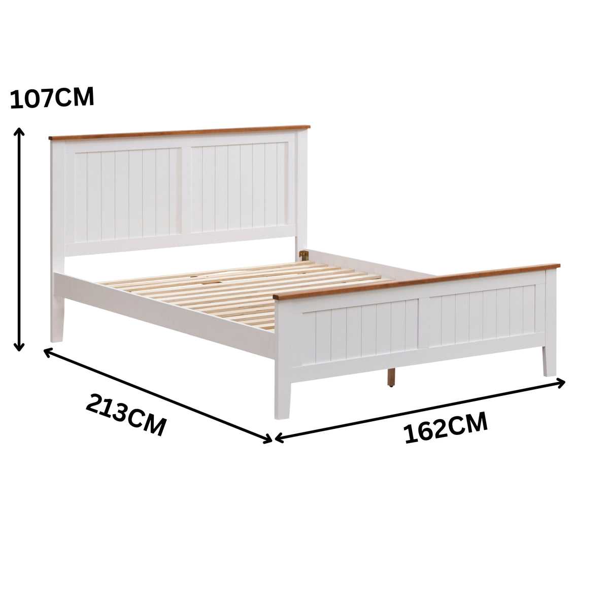 Harbourview 4pc Set Queen Bedroom Suite Bed Frame Bedside Table Tallboy Brown White