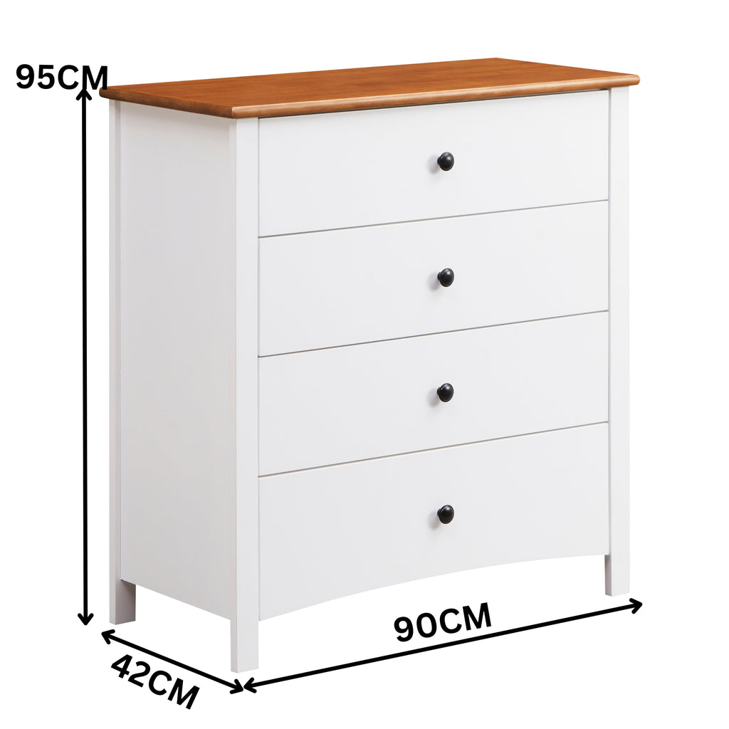 Harbourview 4pc Set Queen Bedroom Suite Bed Frame Bedside Table Tallboy Brown White
