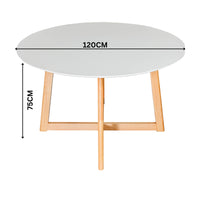 Harry 120cm 4 Seater Round Dining Table - White