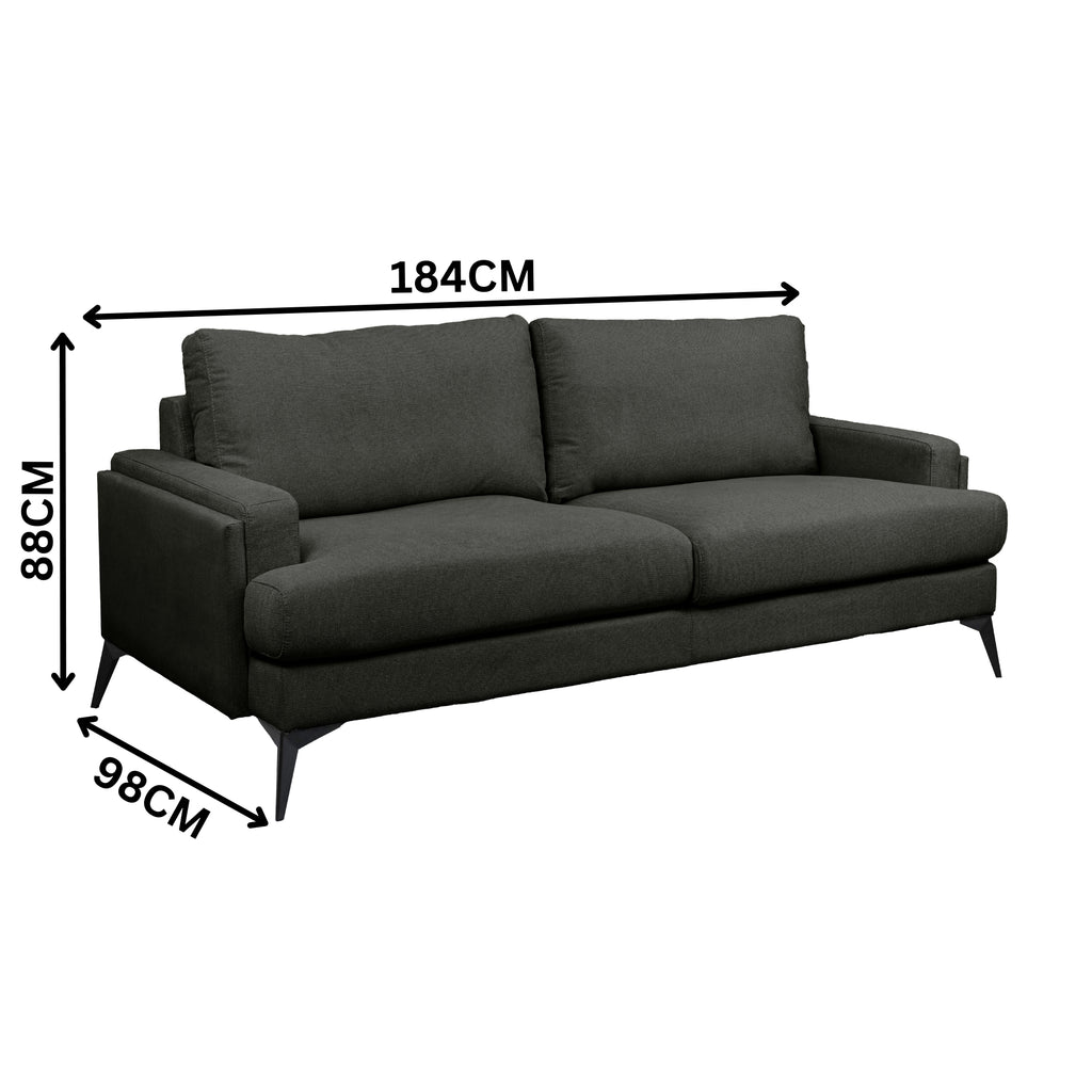 Harry 2 Seater Fabric Sofa Dark Grey