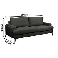 Harry 2 Seater Fabric Sofa Dark Grey