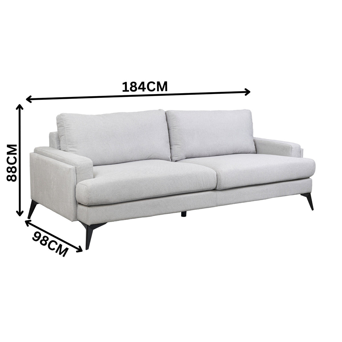 Harry 2 Seater Fabric Sofa Light Grey