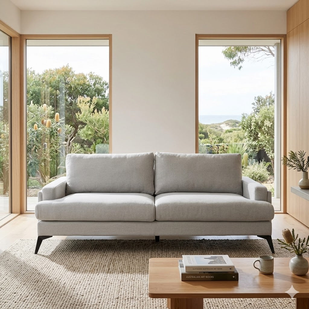 Harry 3 Seater Fabric Sofa Light Grey