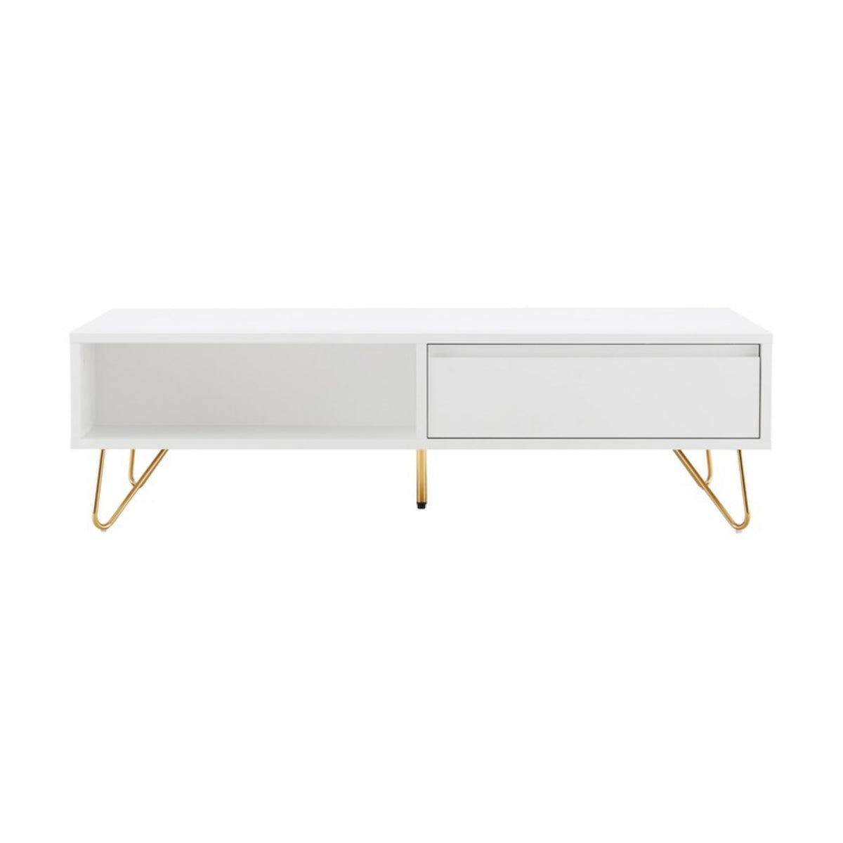 Hawea 120cm Coffee Table with Storage White, front view on a white background