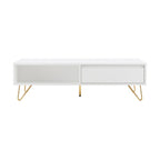 Hawea 120cm Coffee Table with Storage White, front view on a white background